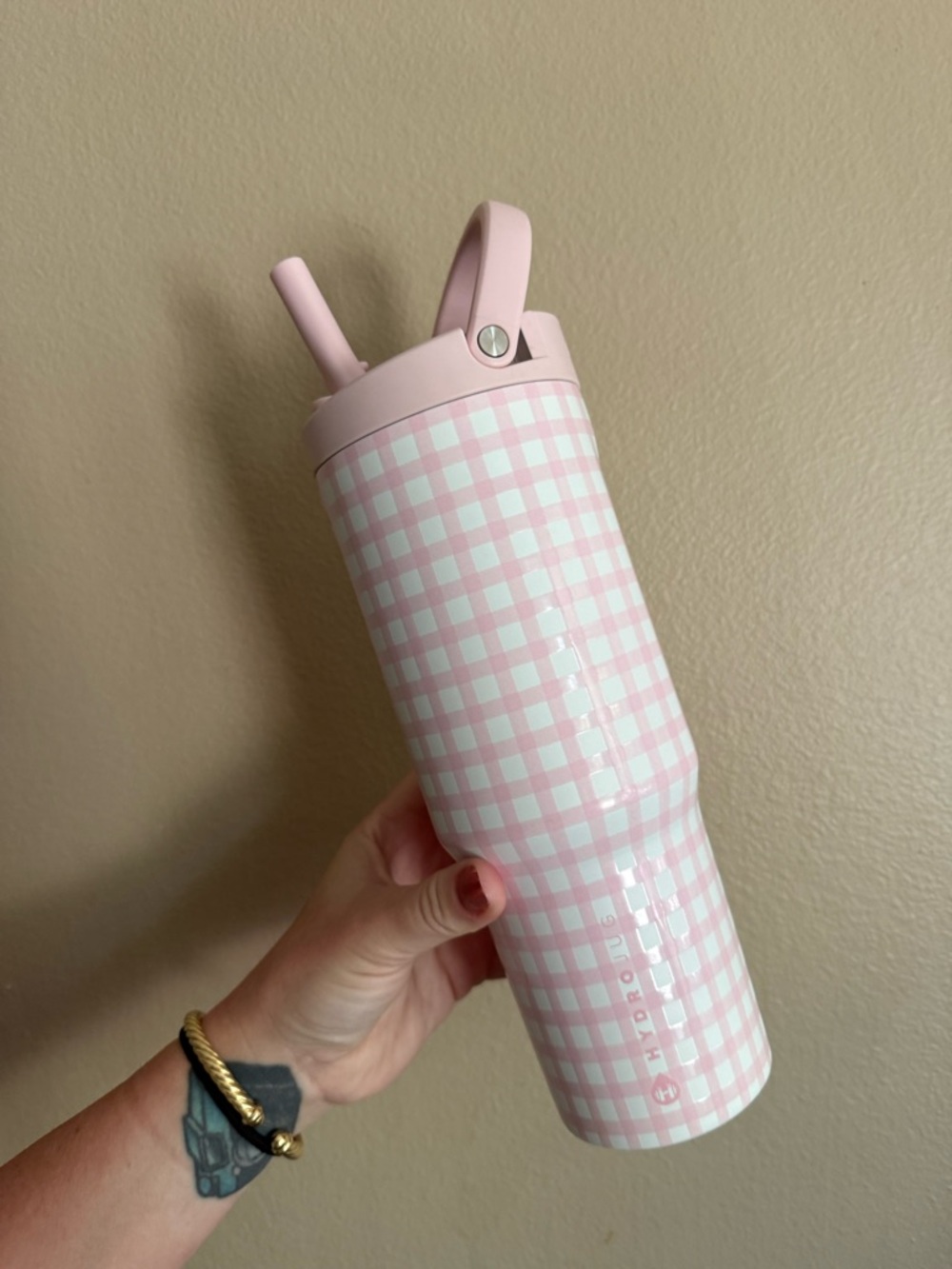 HydroJug pink gingham 32oz sport